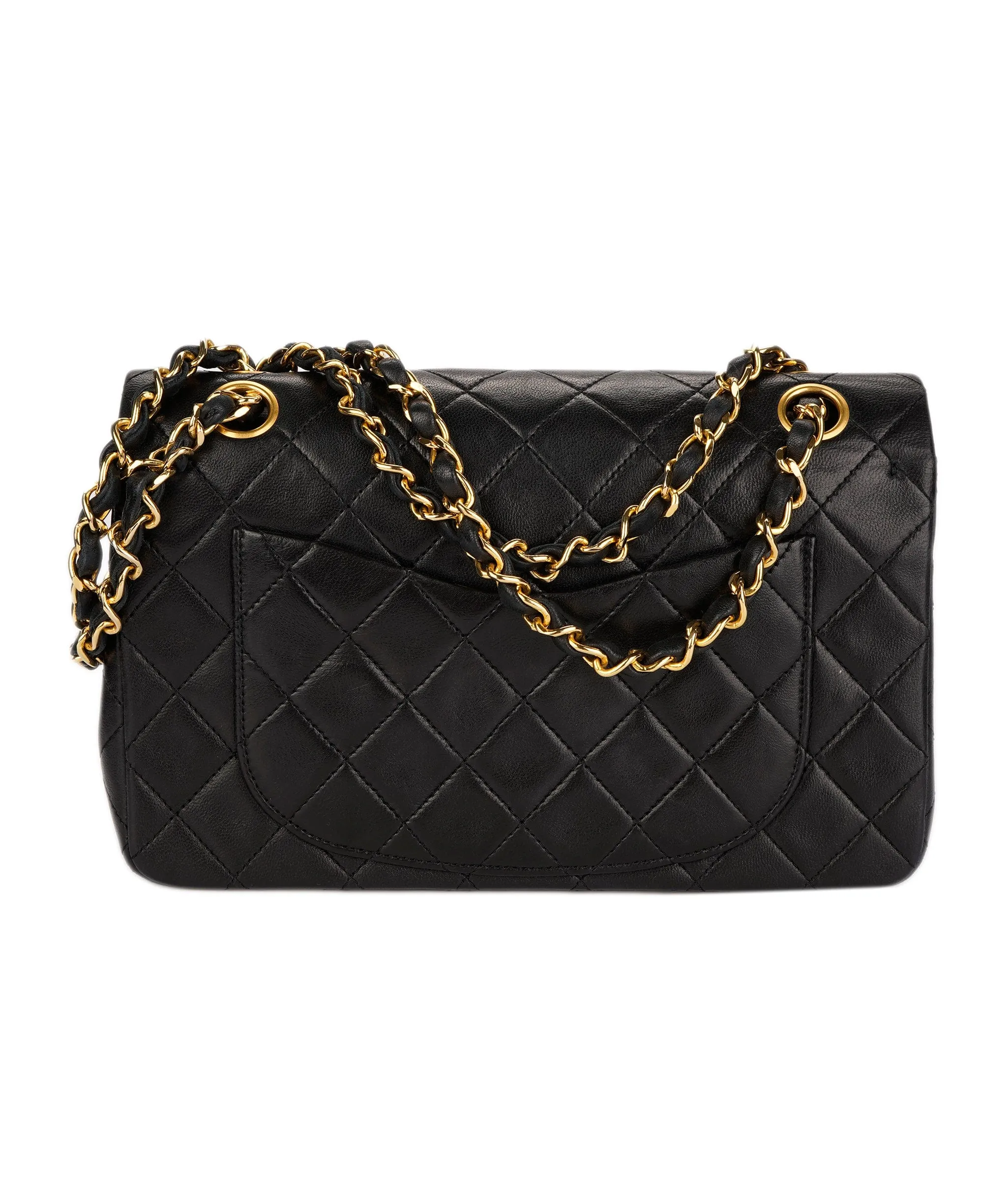 CHANEL VINTAGE CLASSIC FLAP SMALL CHAIN SHOULDER BAG BLACK LAMB SKIN 90242982 DXBS0954