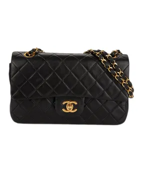 CHANEL VINTAGE CLASSIC FLAP SMALL CHAIN SHOULDER BAG BLACK LAMB SKIN 90242982 DXBS0954