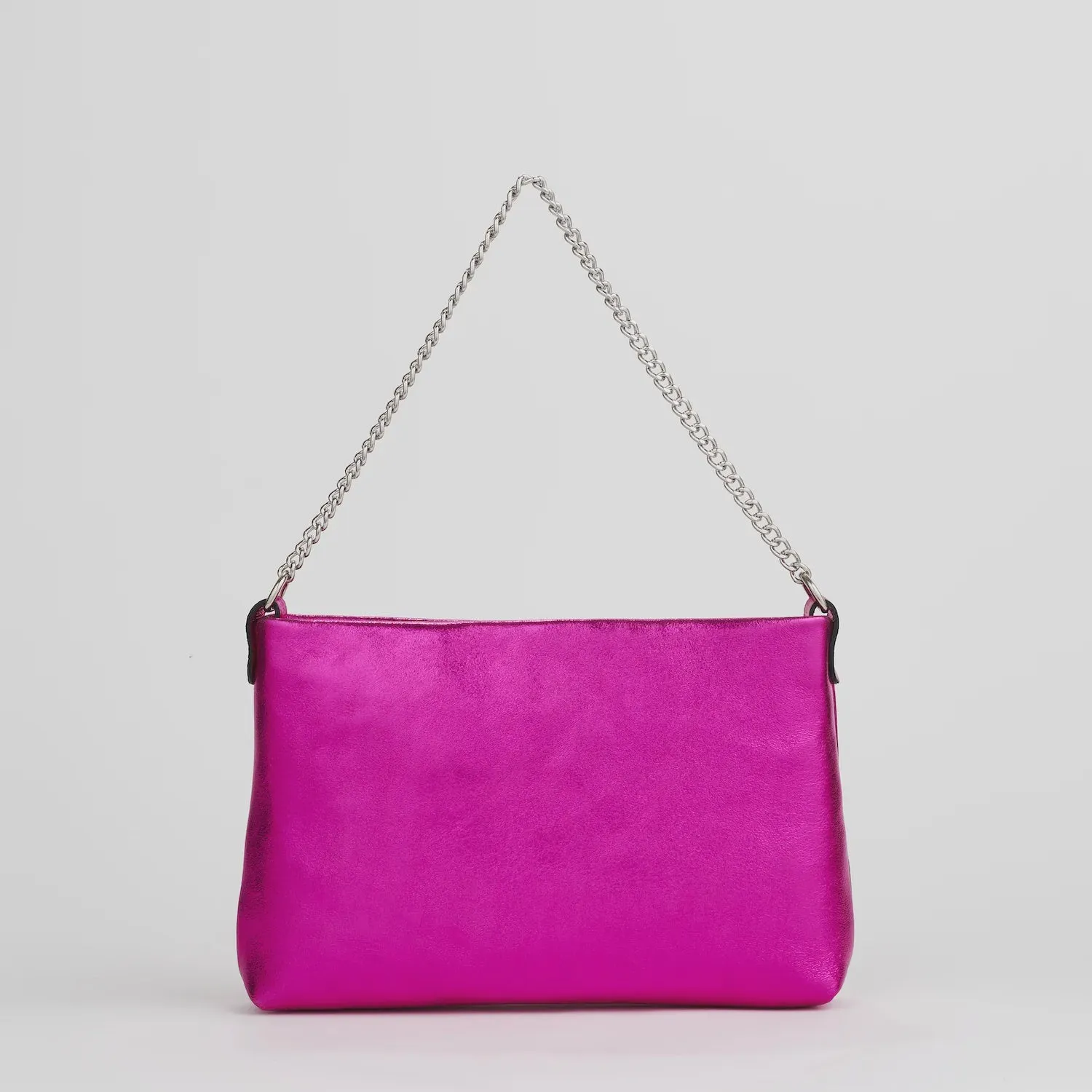 Chelsea Chain Clutch - Hot Pink Metallic