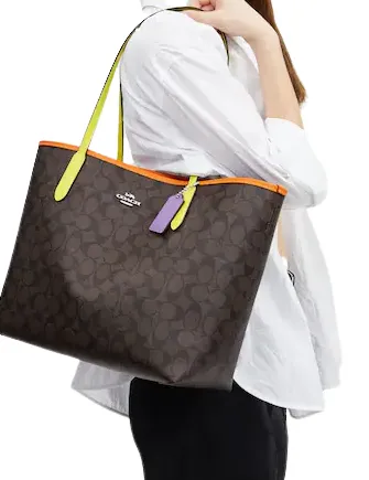 Coach City Tote In Colorblock Signature Canvas