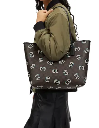 Coach City Tote In Signature Canvas With Halloween Eyes