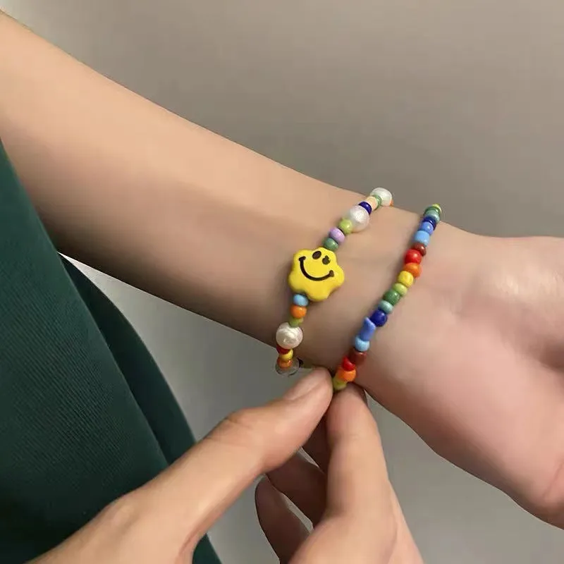 Colorful Smiley Beaded Bracelet