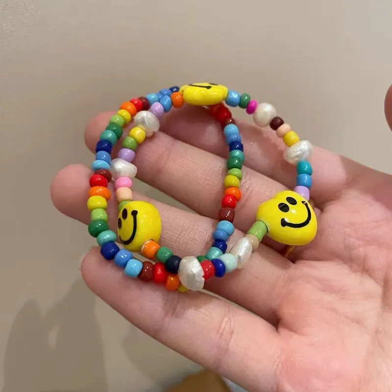Colorful Smiley Beaded Bracelet