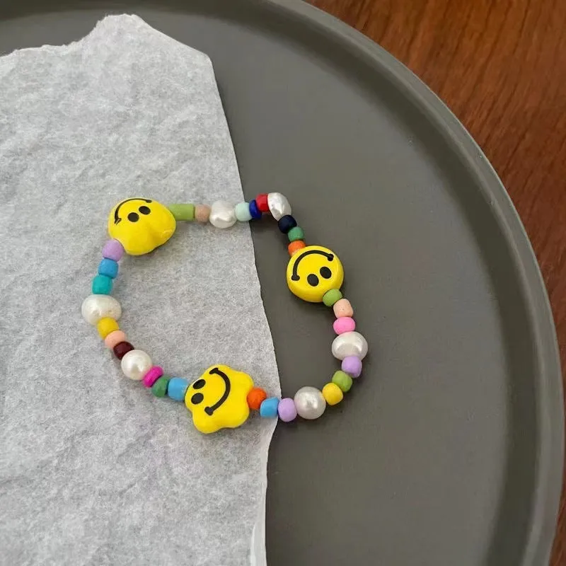 Colorful Smiley Beaded Bracelet