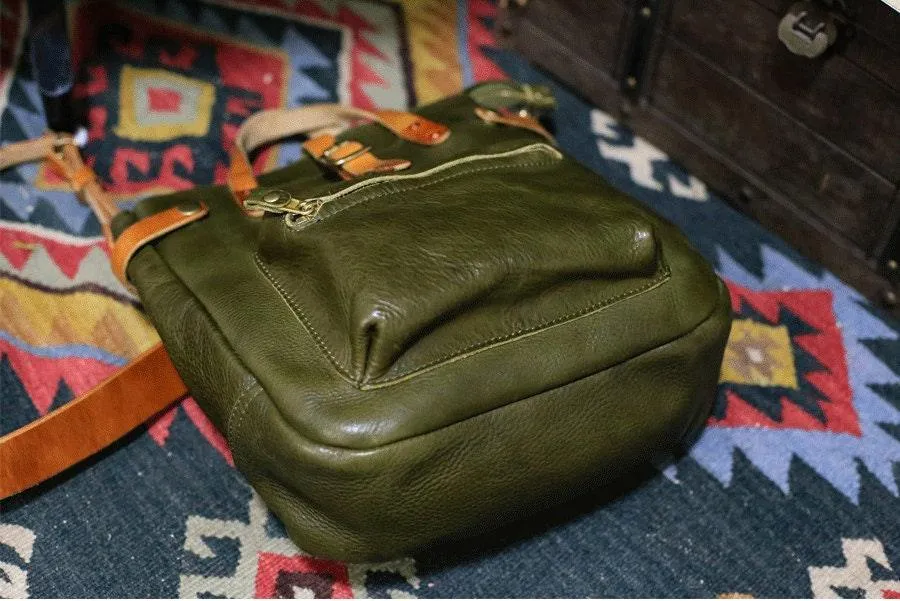 Cowhide Leather Women's Shoulder Bag, Men's Handmade  Italian Tanned Grain Leather Crossbody Bag, Men's American Retro Casual Bag