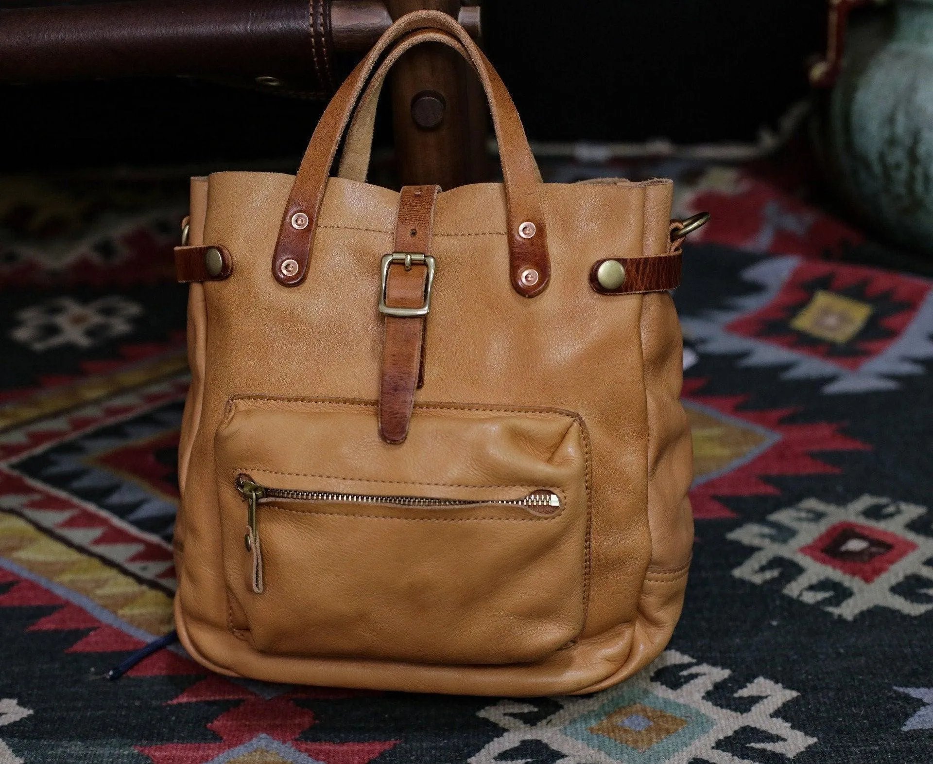 Cowhide Leather Women's Shoulder Bag, Men's Handmade  Italian Tanned Grain Leather Crossbody Bag, Men's American Retro Casual Bag