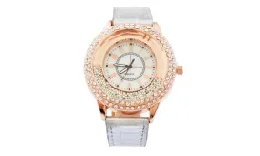 Crystal Rhinestone PU Leather Watches For Women
