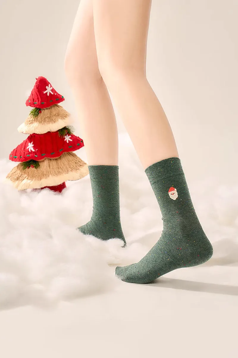 Cute Christmas-Themed Cotton Blend Crew Socks Set_5-Pack
