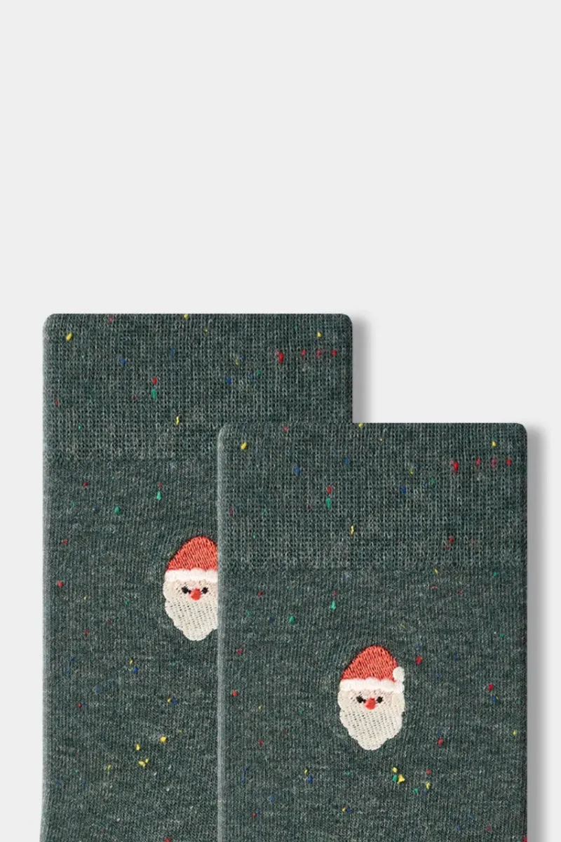 Cute Christmas-Themed Cotton Blend Crew Socks Set_5-Pack