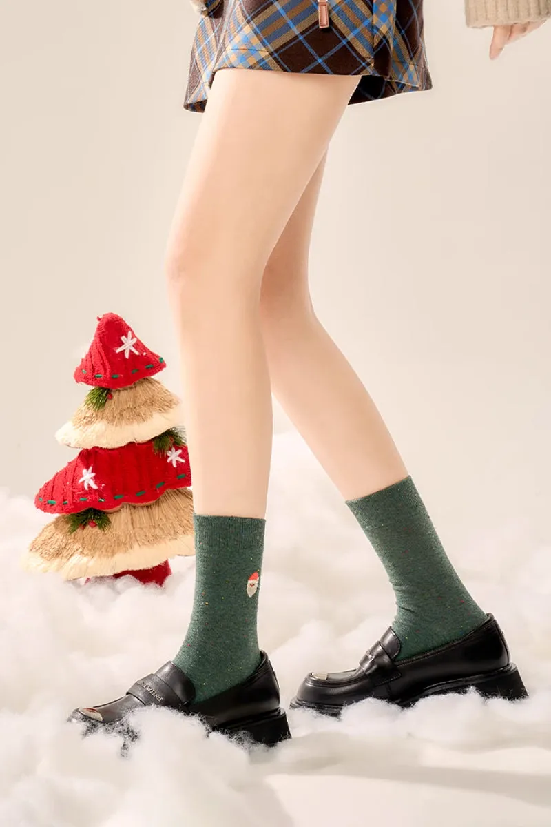 Cute Christmas-Themed Cotton Blend Crew Socks Set_5-Pack