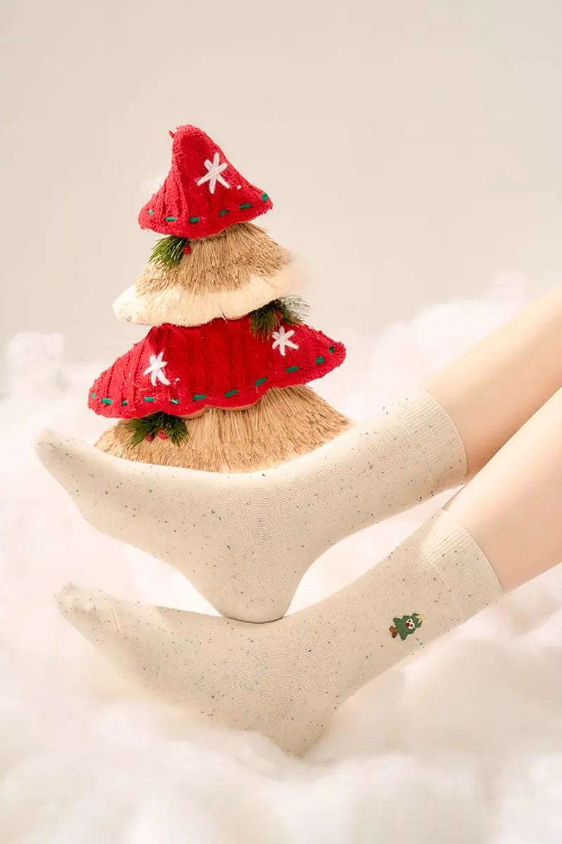 Cute Christmas-Themed Cotton Blend Crew Socks Set_5-Pack