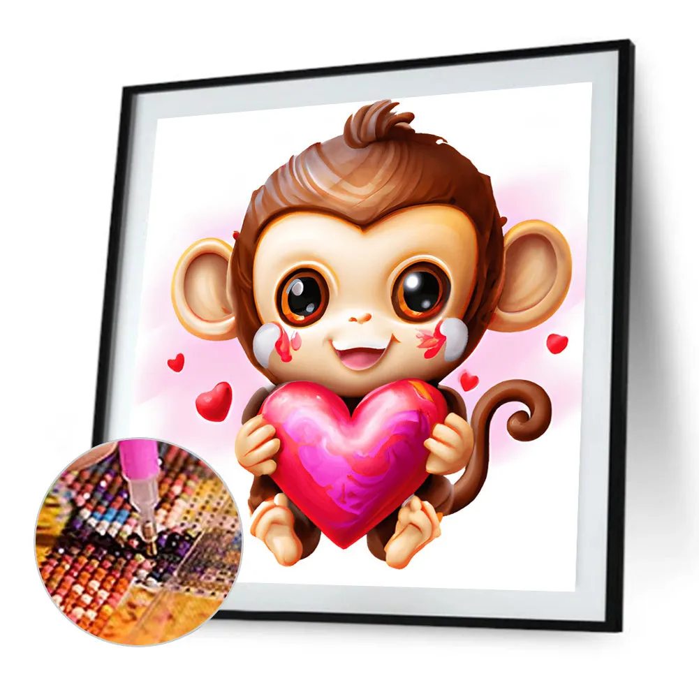 Cute Little Monkey - Full Round Drill Diamond Painting 30*30CM