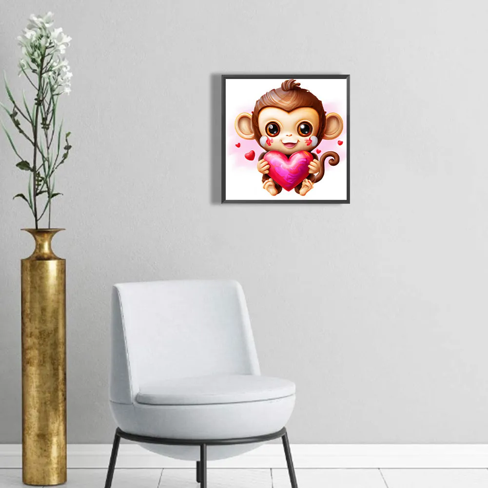 Cute Little Monkey - Full Round Drill Diamond Painting 30*30CM