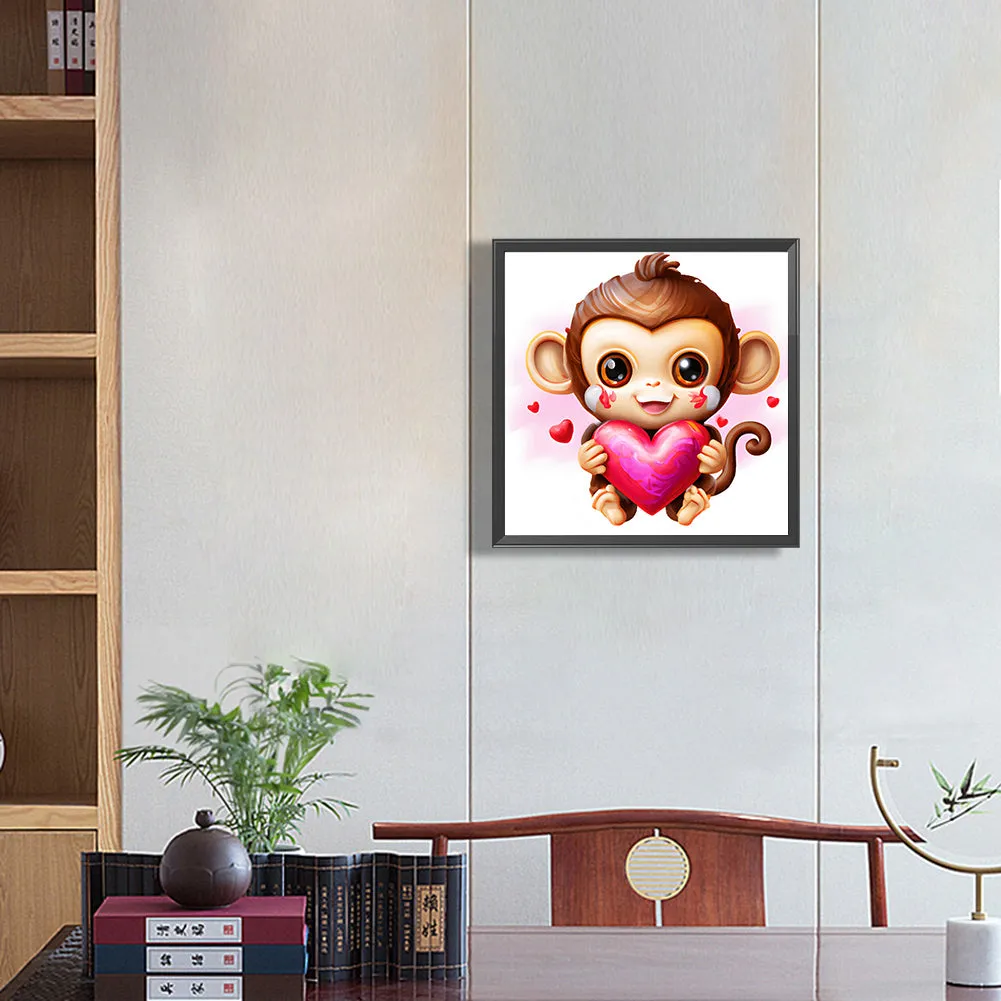 Cute Little Monkey - Full Round Drill Diamond Painting 30*30CM