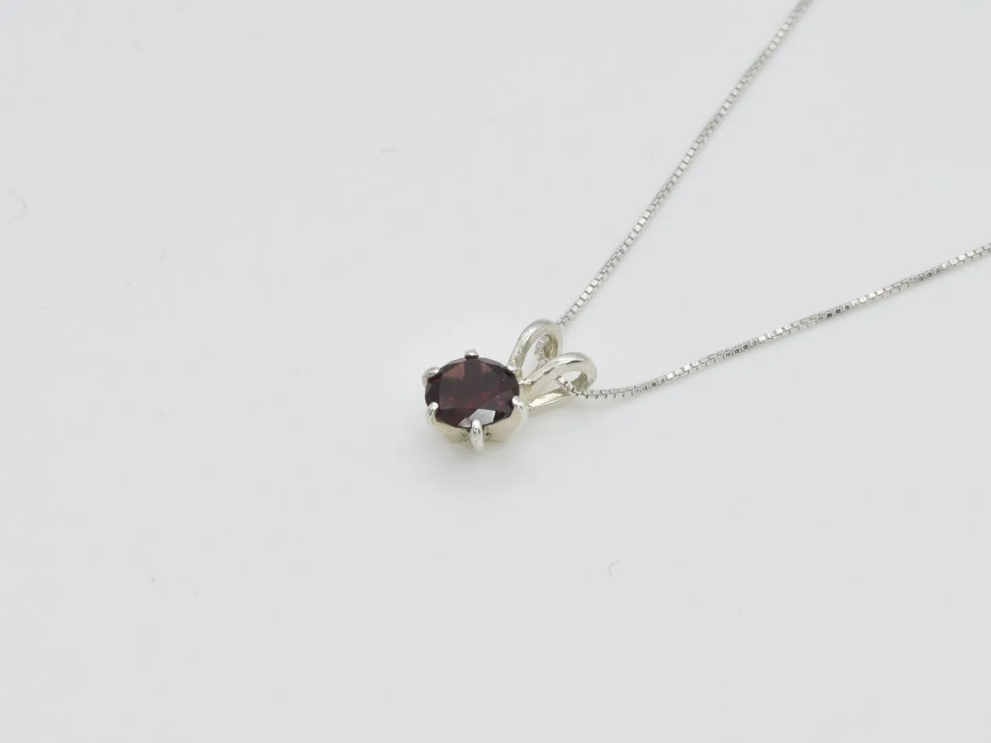 Dainty Garnet Pendant, January Birthstone Necklace, Round Red Garnet Pendant