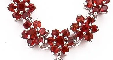 Daisy Red Garnet Necklace 925 Sterling Silver Natural Gemstone Necklaces Handcrafted
