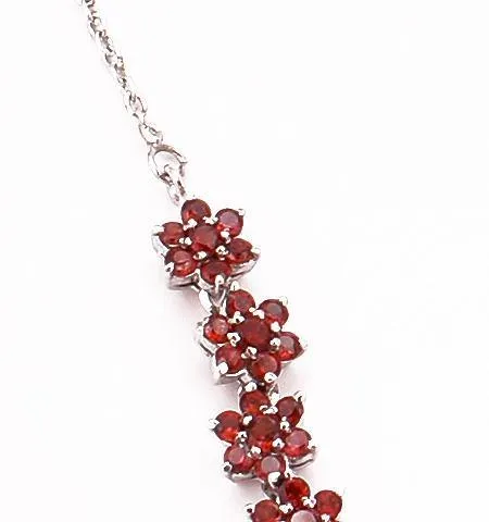 Daisy Red Garnet Necklace 925 Sterling Silver Natural Gemstone Necklaces Handcrafted