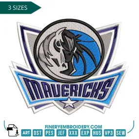 Dallas Mavericks Embroidery Design – Official NBA Logo in 3 Sizes