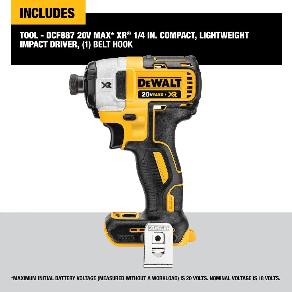 DeWalt 20V MAX* XR‚® Brushless 3-Speed 1/4" Impact Driver, (Tool Only)