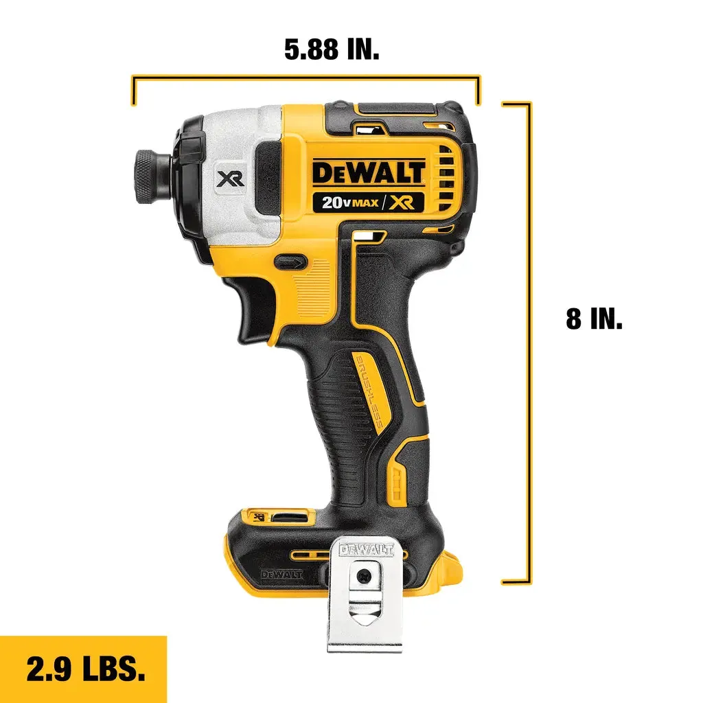 DeWalt 20V MAX* XR‚® Brushless 3-Speed 1/4" Impact Driver, (Tool Only)