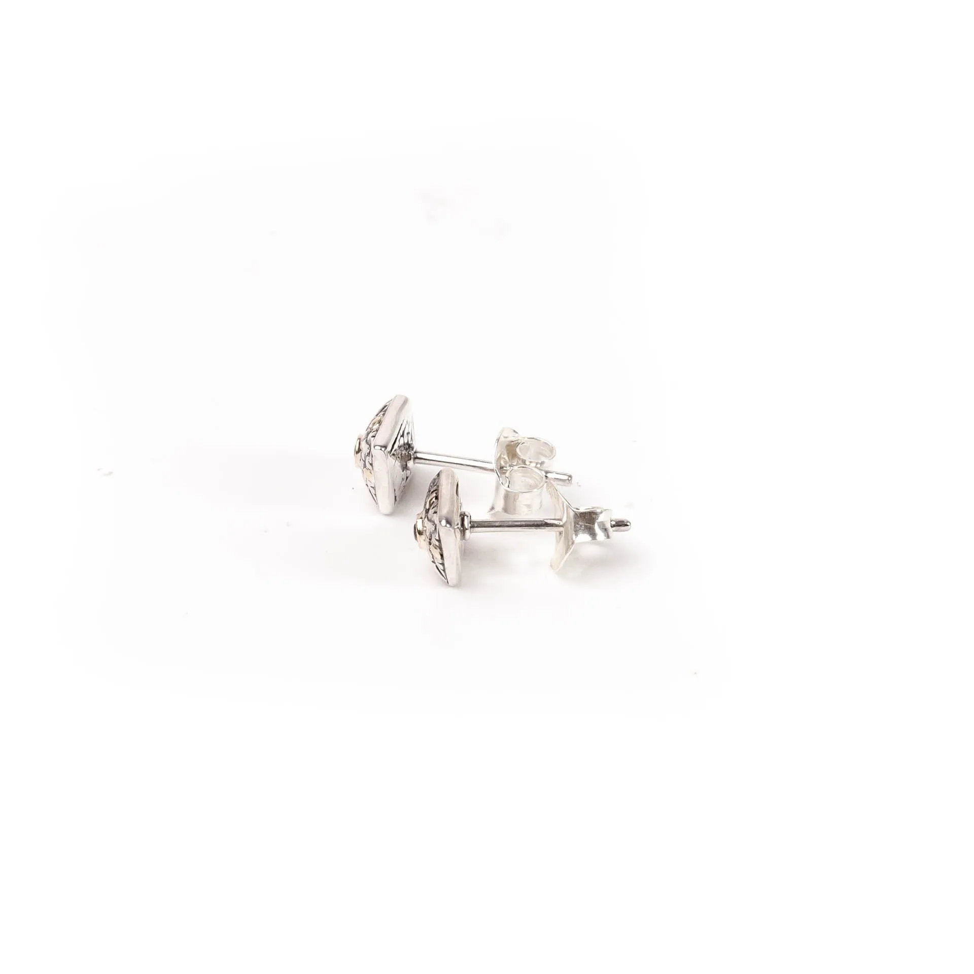 Earstud White Topaz Two Tone