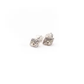 Earstud White Topaz Two Tone
