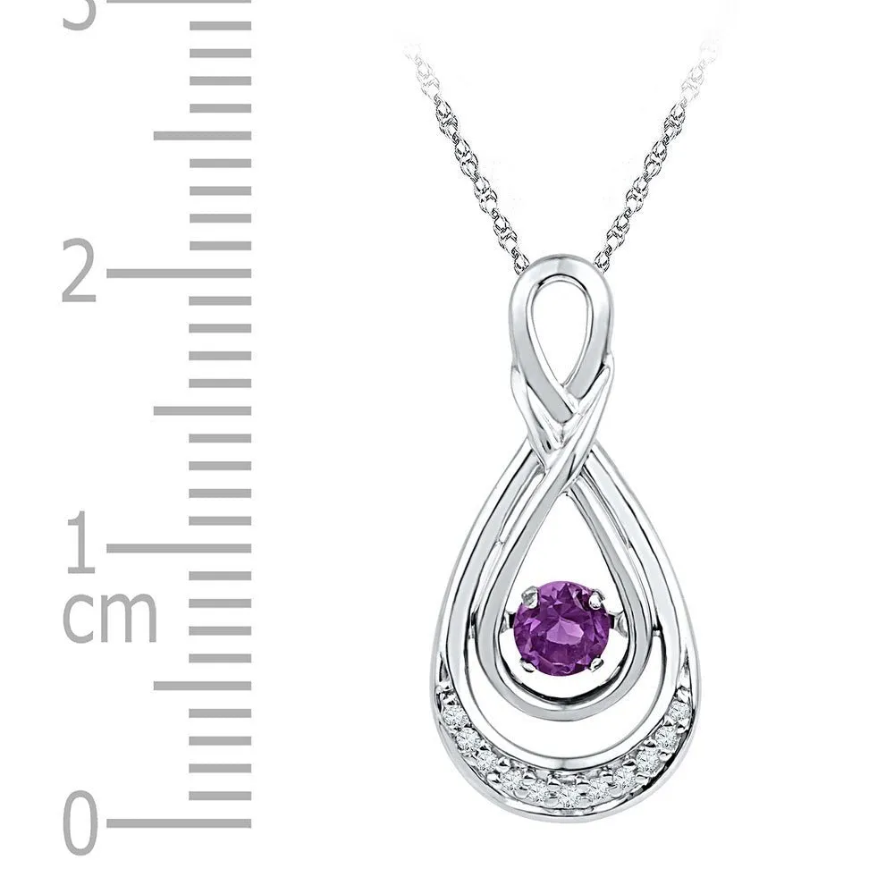 Enchanting Amethyst Teardrop Pendant - 10kt Two-tone Gold with Lab-Created Gemstone and Diamonds