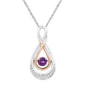 Enchanting Amethyst Teardrop Pendant - 10kt Two-tone Gold with Lab-Created Gemstone and Diamonds