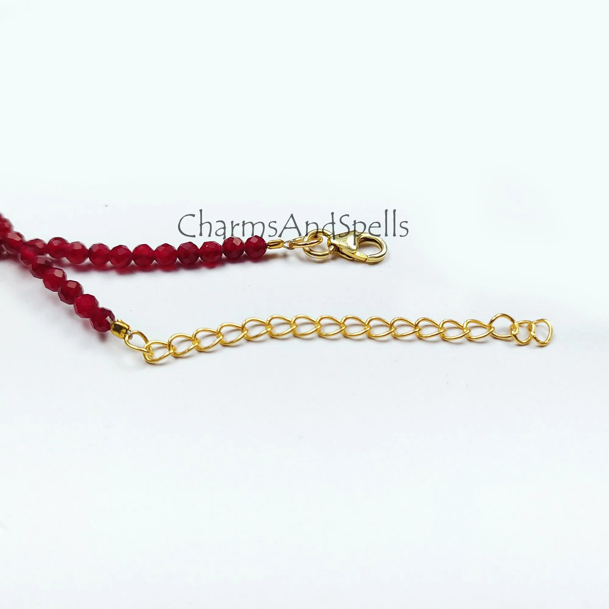 Faceted Red Garnet Beaded Necklace, Gold Plated Choker Necklace, Garnet Rondelle Beads, Necklace For Woman, Beads Necklace Jewelry