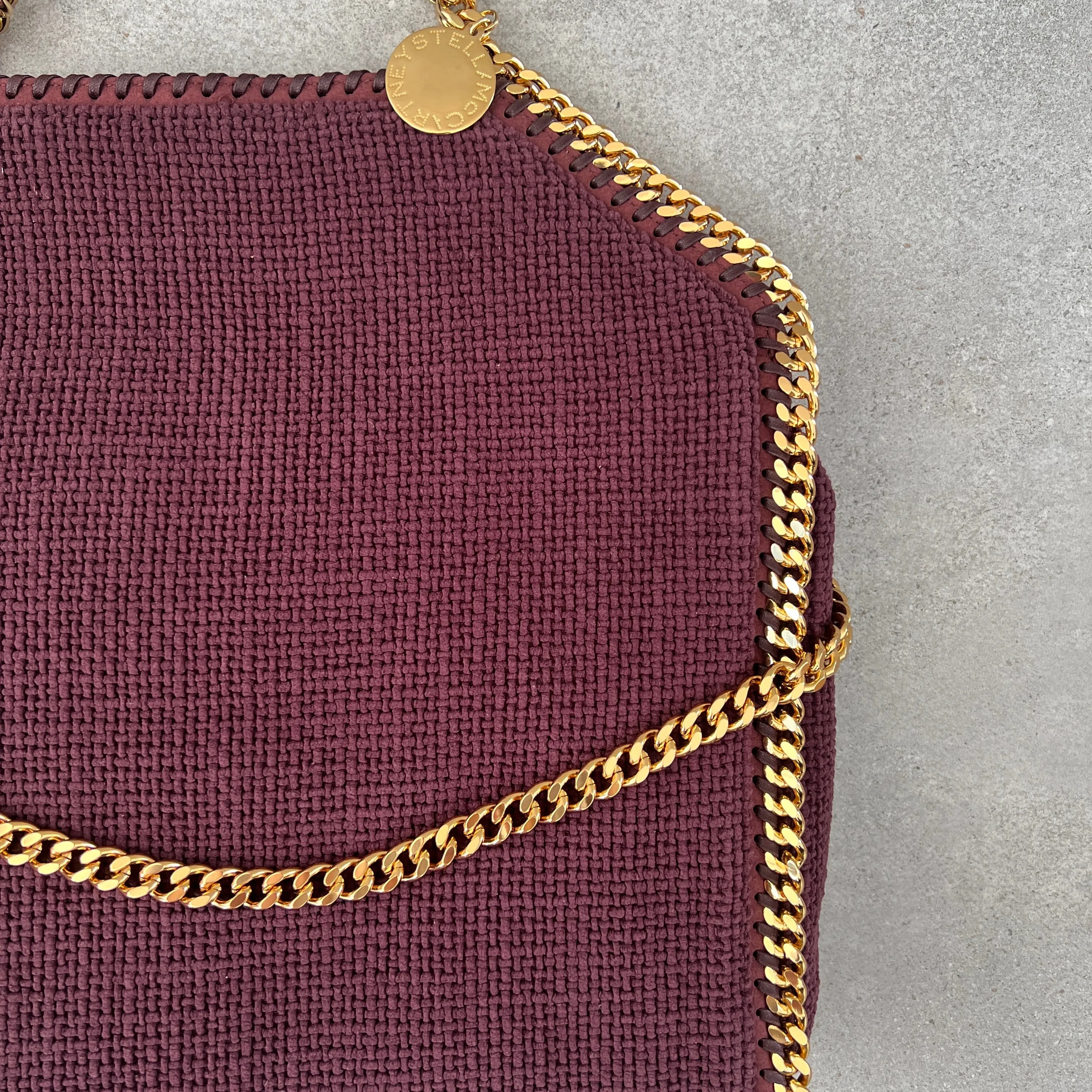 Falabella Large 3 Chain Tote Handle in Woven, Plum
