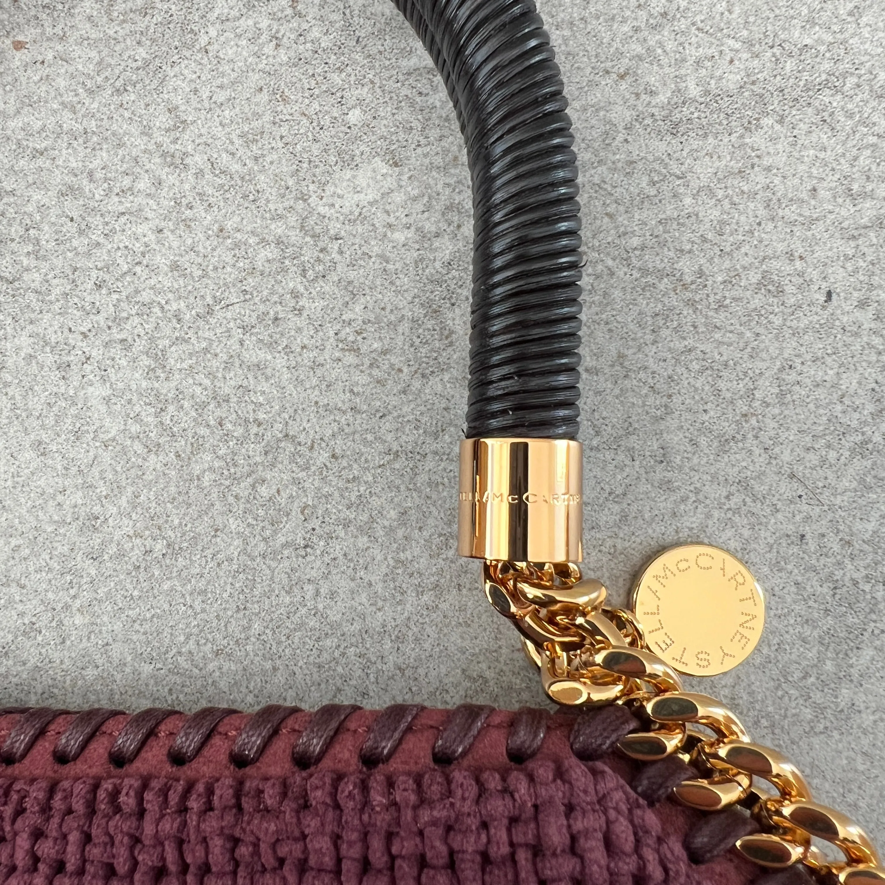 Falabella Large 3 Chain Tote Handle in Woven, Plum