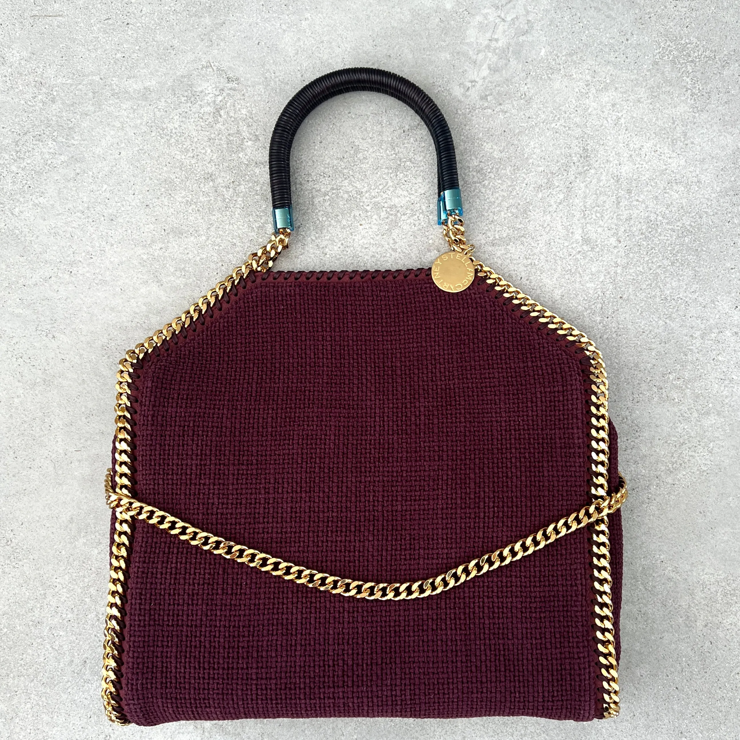 Falabella Large 3 Chain Tote Handle in Woven, Plum