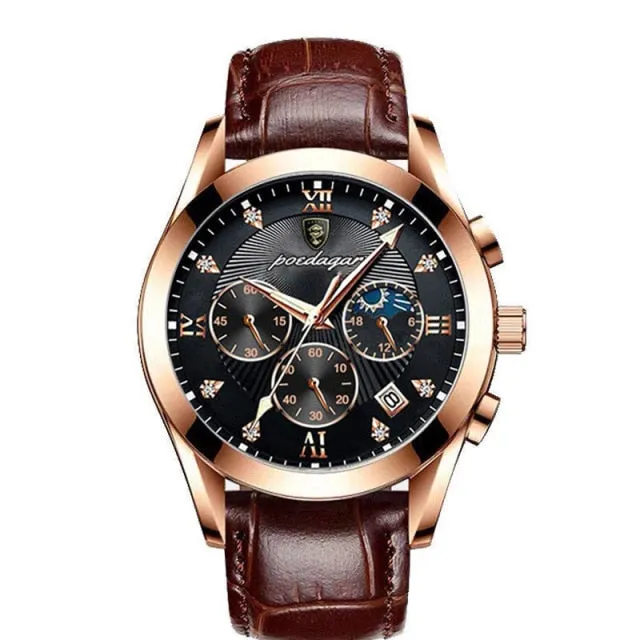 Fashion Waterproof Luminous Leather Luxury Mens Quartz Wristwatch