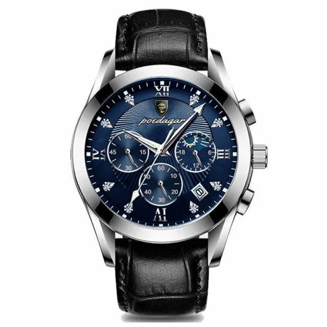 Fashion Waterproof Luminous Leather Luxury Mens Quartz Wristwatch