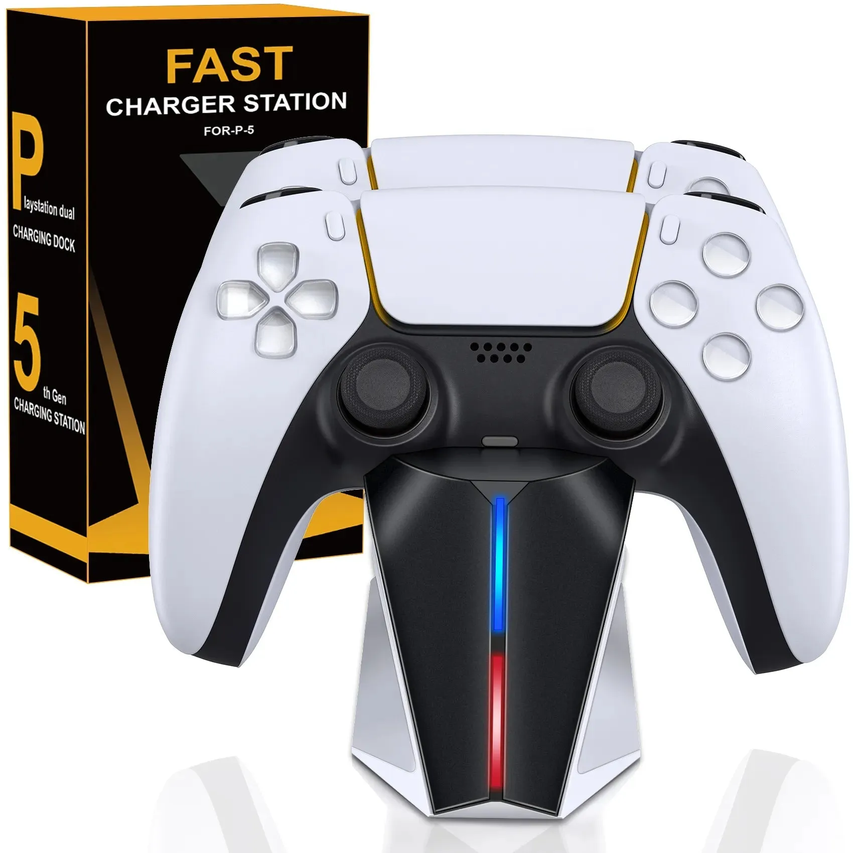 Fast Charging PS5 Controller Dock – Unique Spaceship Design & LED Indicators