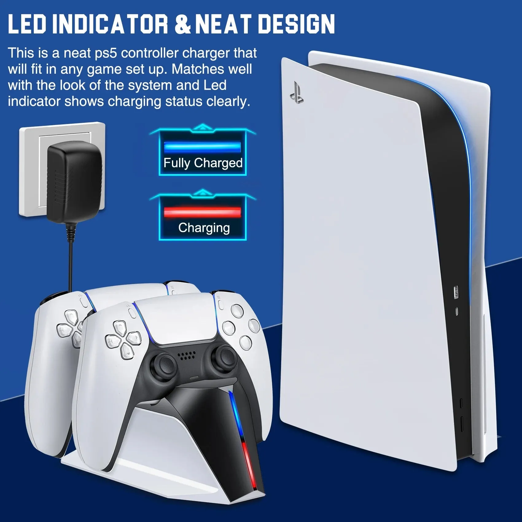 Fast Charging PS5 Controller Dock – Unique Spaceship Design & LED Indicators