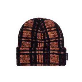 FUCKING AWESOME DISTORTED PLAID CUFF BEANIE BLACK/ORANGE