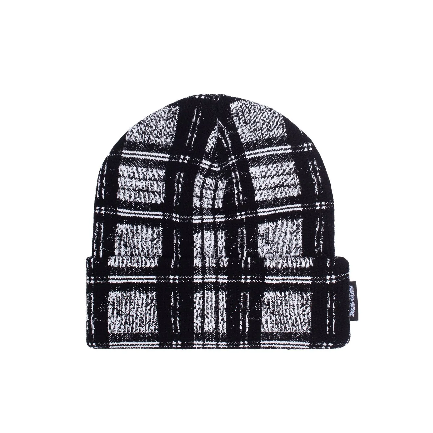 FUCKING AWESOME DISTORTED PLAID CUFF BEANIE BLACK/WHITE