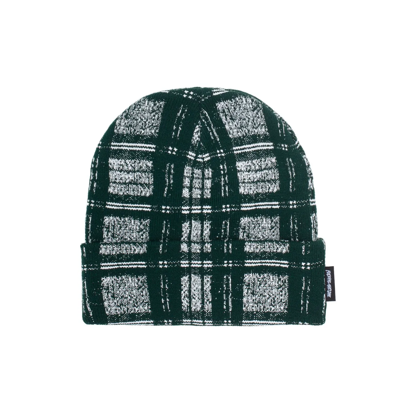 FUCKING AWESOME DISTORTED PLAID CUFF BEANIE GREEN/WHITE