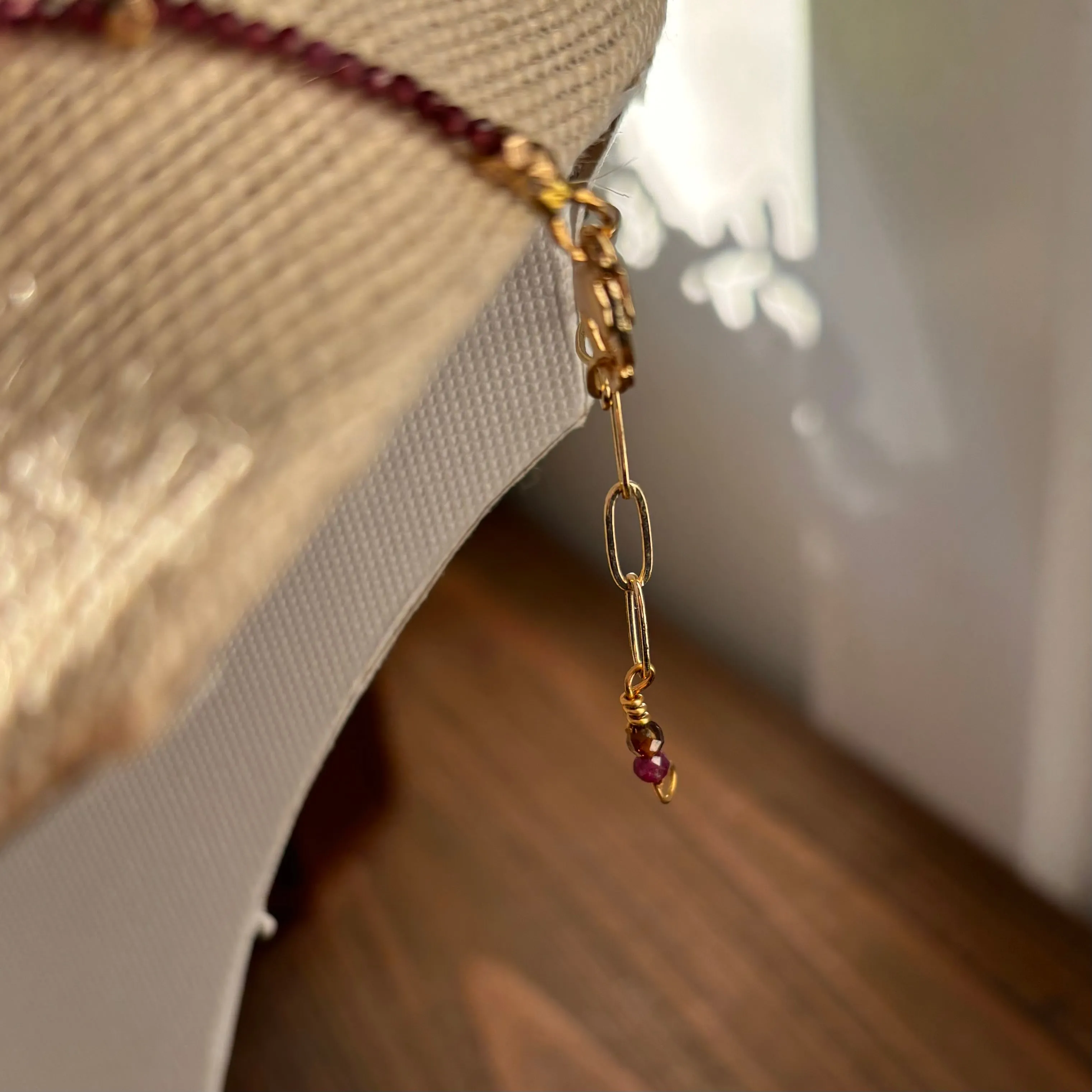 Garnet, Hematite, and  Angel Wing Necklace