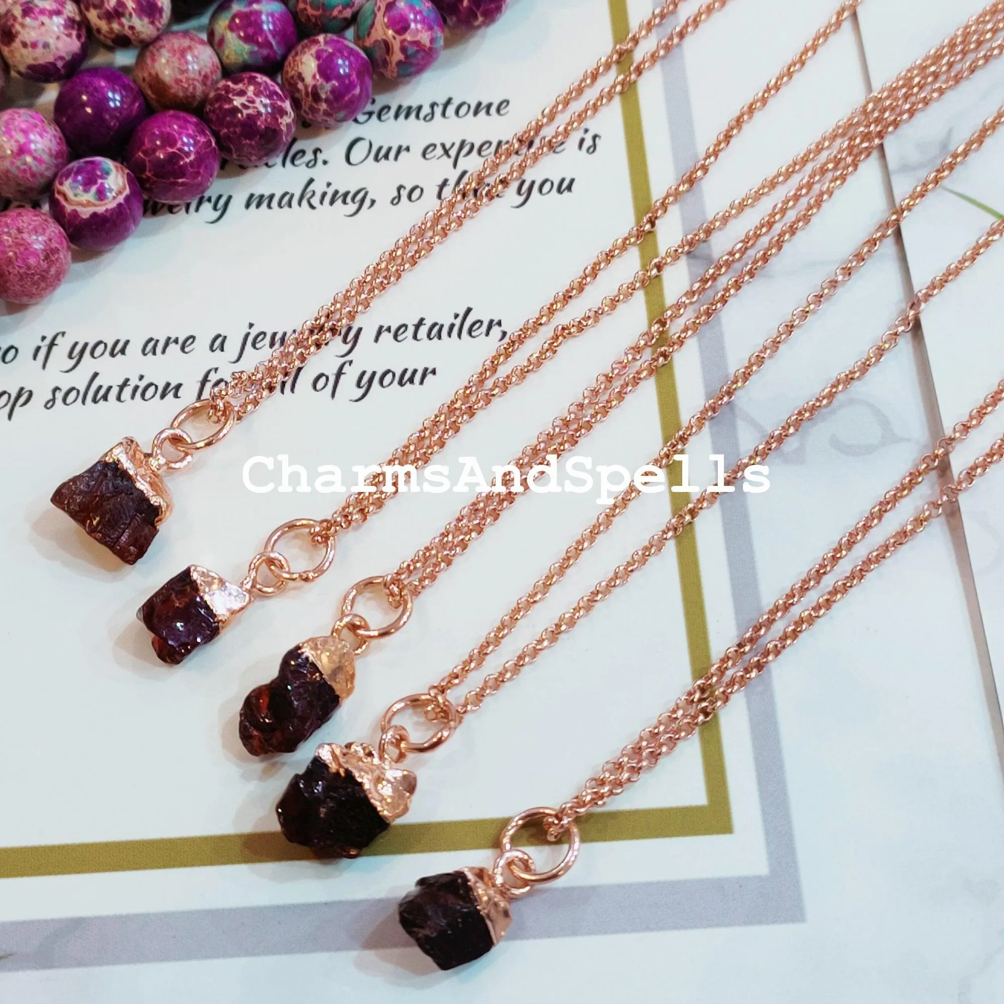 Garnet Necklace, Red Garnet Gemstone, Boho Copper Jewelry, Raw Garnet, January Birthstone, Gift Ideas, Gifts for her