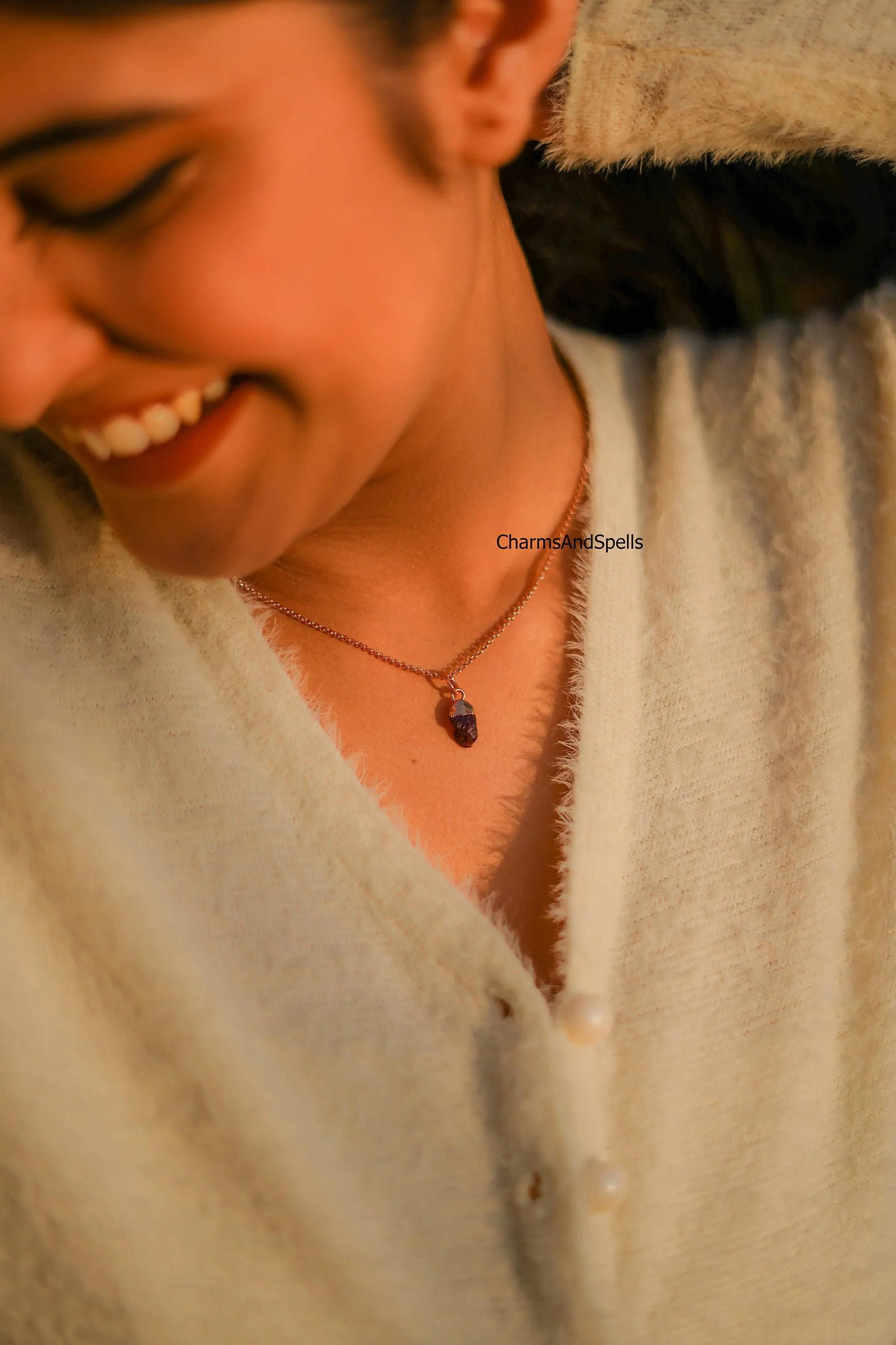Garnet Necklace, Red Garnet Gemstone, Boho Copper Jewelry, Raw Garnet, January Birthstone, Gift Ideas, Gifts for her