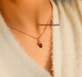 Garnet Necklace, Red Garnet Gemstone, Boho Copper Jewelry, Raw Garnet, January Birthstone, Gift Ideas, Gifts for her