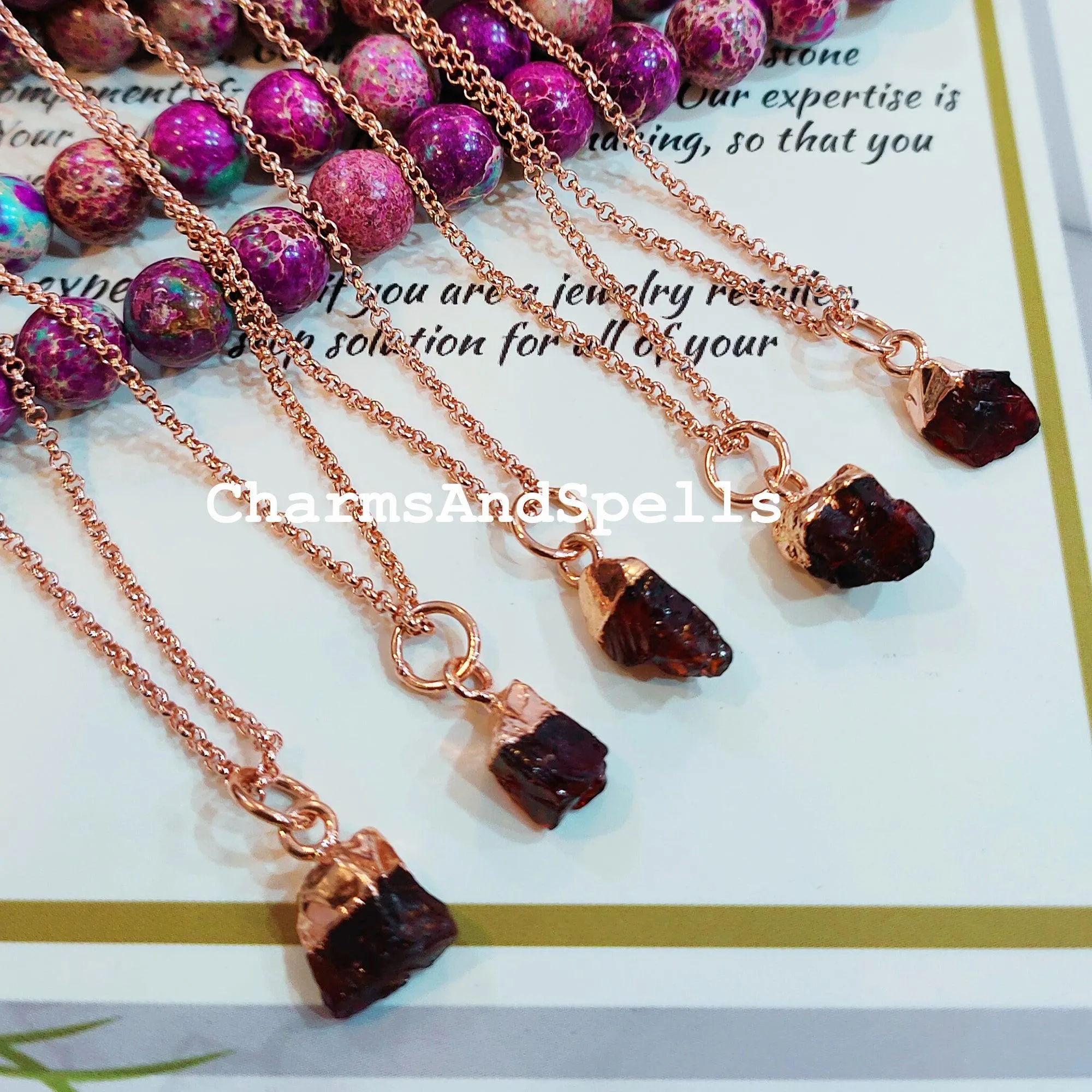 Garnet Necklace, Red Garnet Gemstone, Boho Copper Jewelry, Raw Garnet, January Birthstone, Gift Ideas, Gifts for her