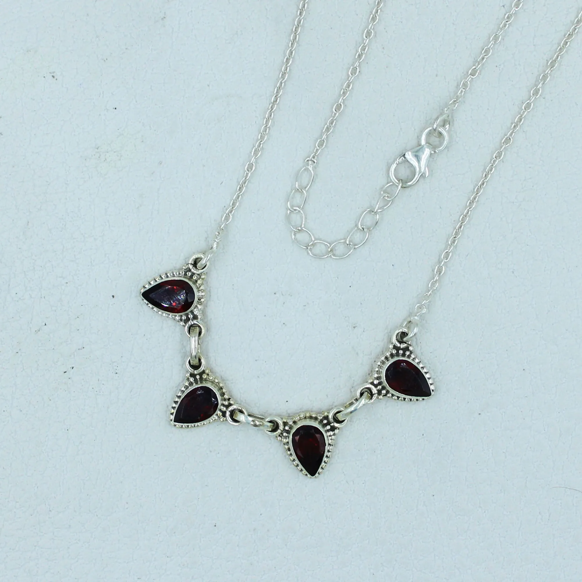 Genuine Garnet Sterling Silver Necklace