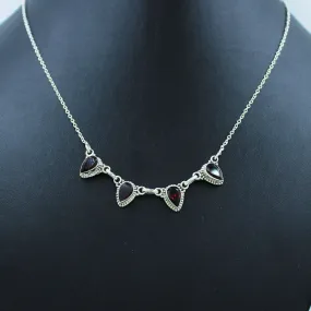 Genuine Garnet Sterling Silver Necklace