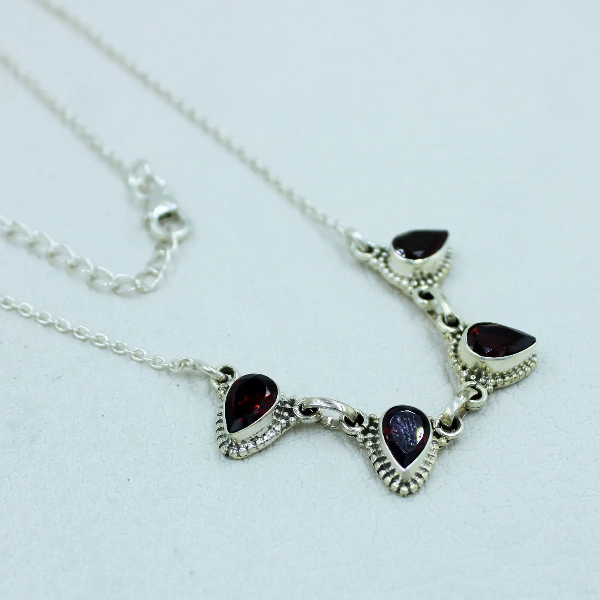 Genuine Garnet Sterling Silver Necklace