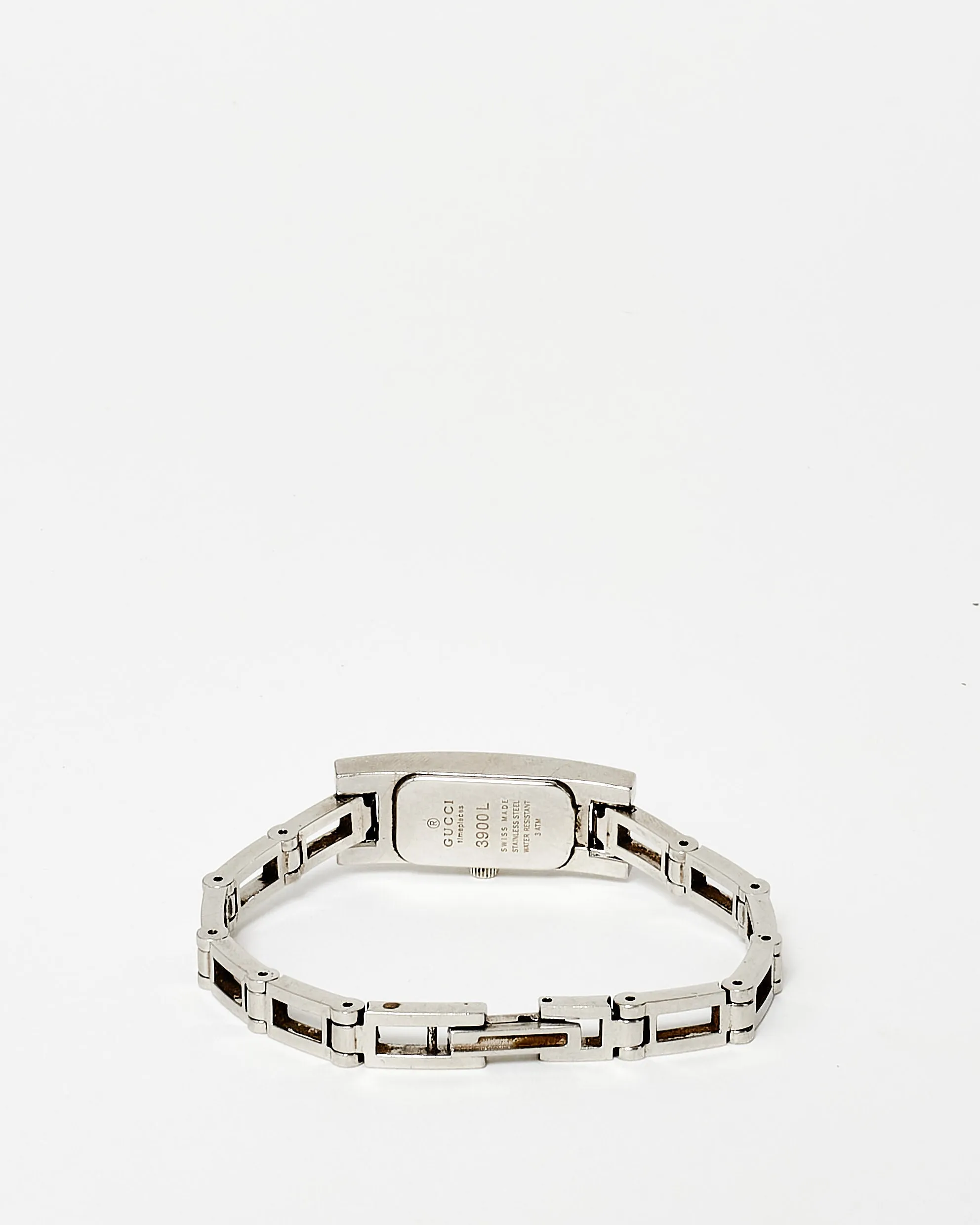 Gucci Vintage Stainless Steel & Diamond Bezel 3900L Rectangular Watch