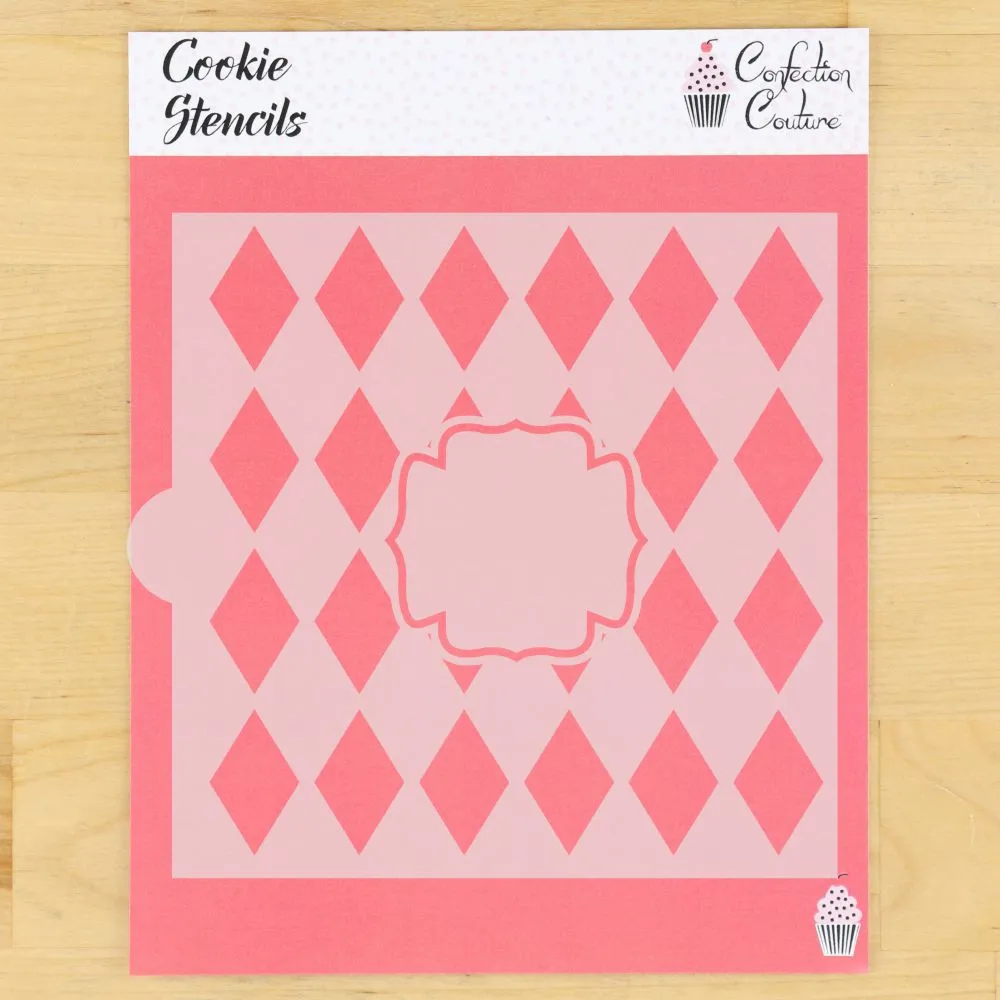 Harlequin Monogram Background Cookie Stencil
