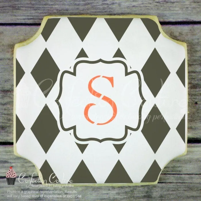 Harlequin Monogram Background Cookie Stencil